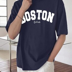 LEOTUDE Men's Half Sleeve Round Neck Cottonblend Graphic Print Oversized Tshirt for Man