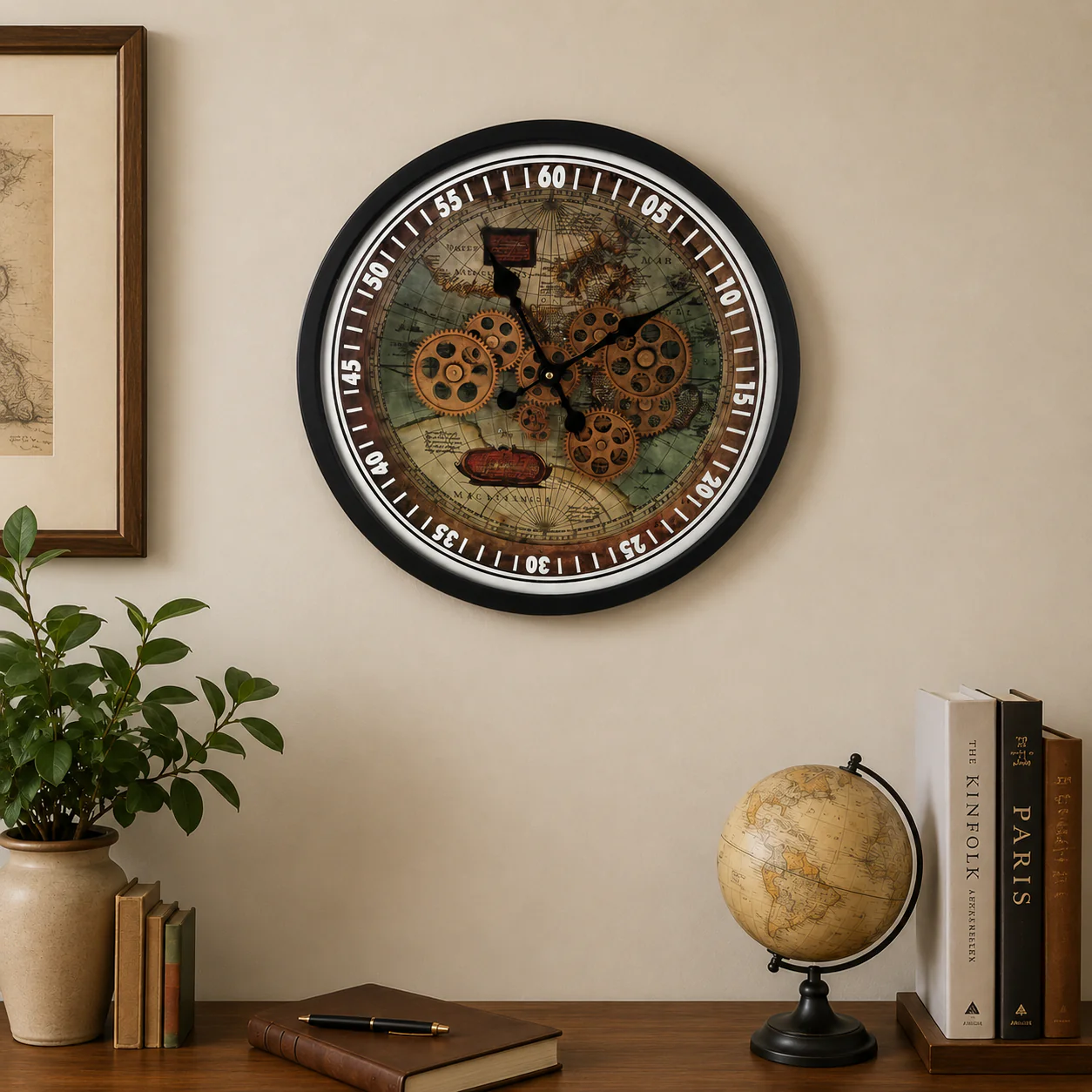 Timeless Tradition Luxury Designer Wall Clock For Living Room With Moving Gear Mechanism Buy Wall Clock Online - Medium